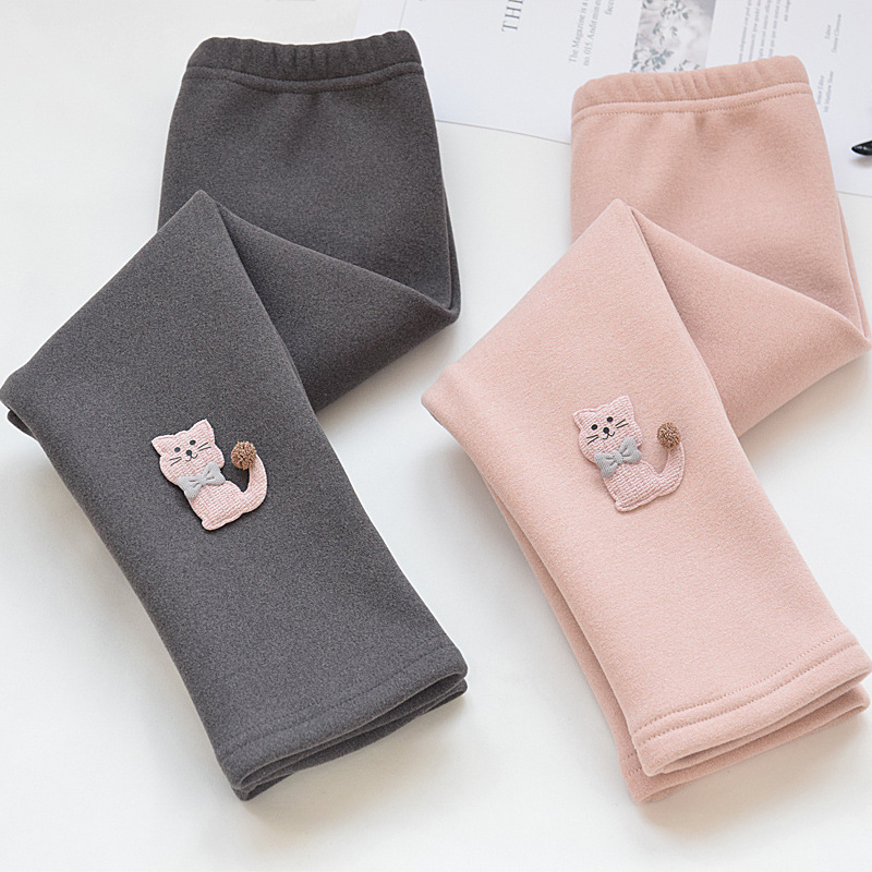 Polainas de las niñas primavera y otoño desgaste estilo occidental terciopelo fino bebé niña Otoño e Invierno integrado forrado de lana engrosada pantalones de los niños