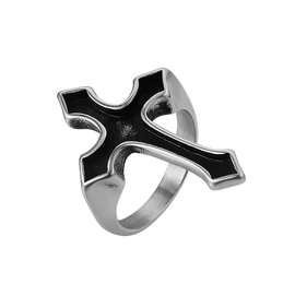 R0810-NK06外贸饰品批发 欧美个性时尚黑色十字架男士钛钢戒指