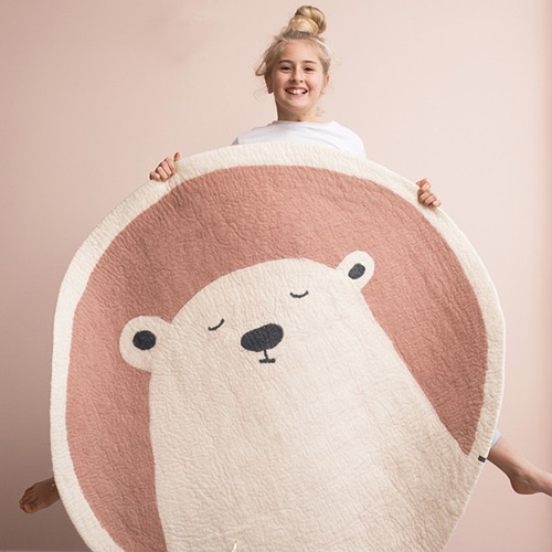 Cartoon round rug cute bedroom rug bed side thick mat children's room rug home use machine washable