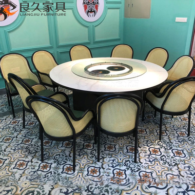 串串香火鍋大理石桌子川菜館豬肚雞店餐桌子椰子雞堡餐廳桌椅組合