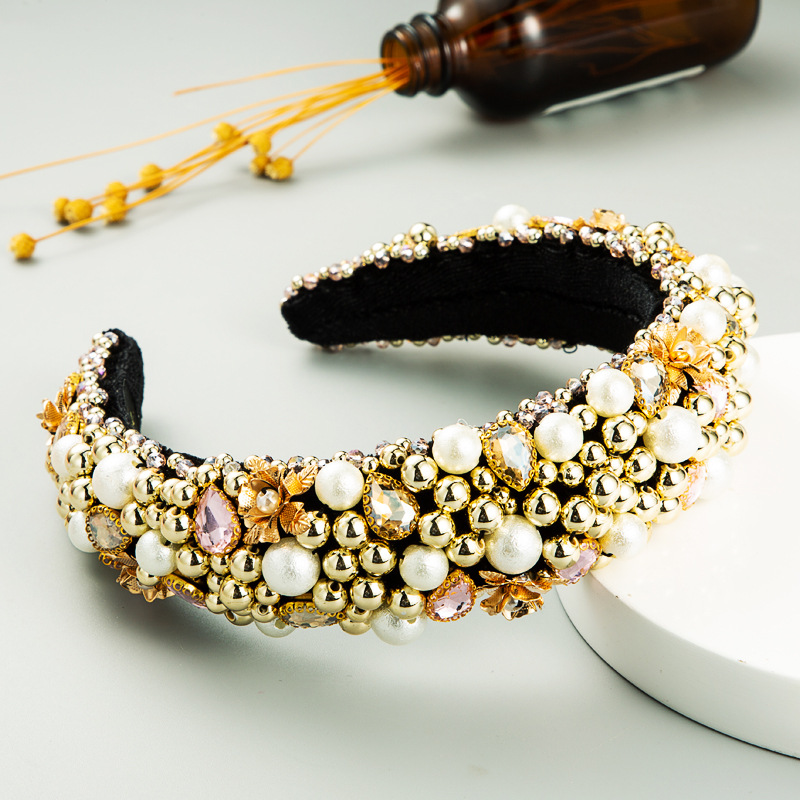 New Retro Dinner Fashion Baroque Gemstone Beaded Boutique Women's Flowers Wild Headband display picture 14
