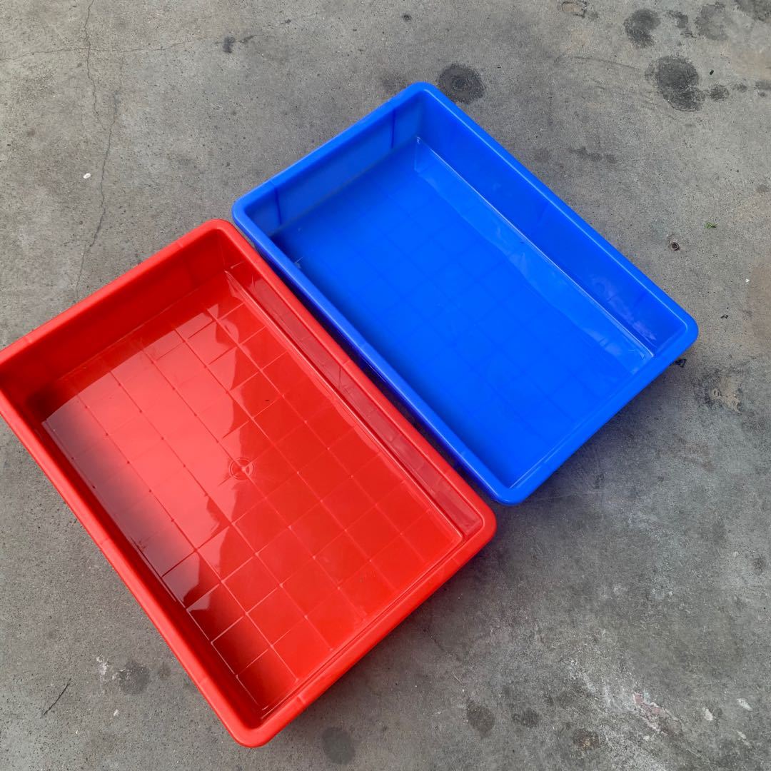厂家直销塑料方盘长方形耐摔物料盘436*290*75堆叠加厚浅边周转箱