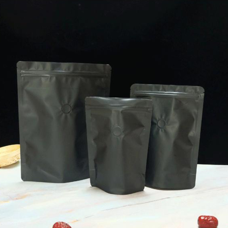Bolsa de café con válvula unidireccional, autosellable, tipo stand-up, bolsa de té de aluminio, bolsa de embalaje para granos de café, sellada.