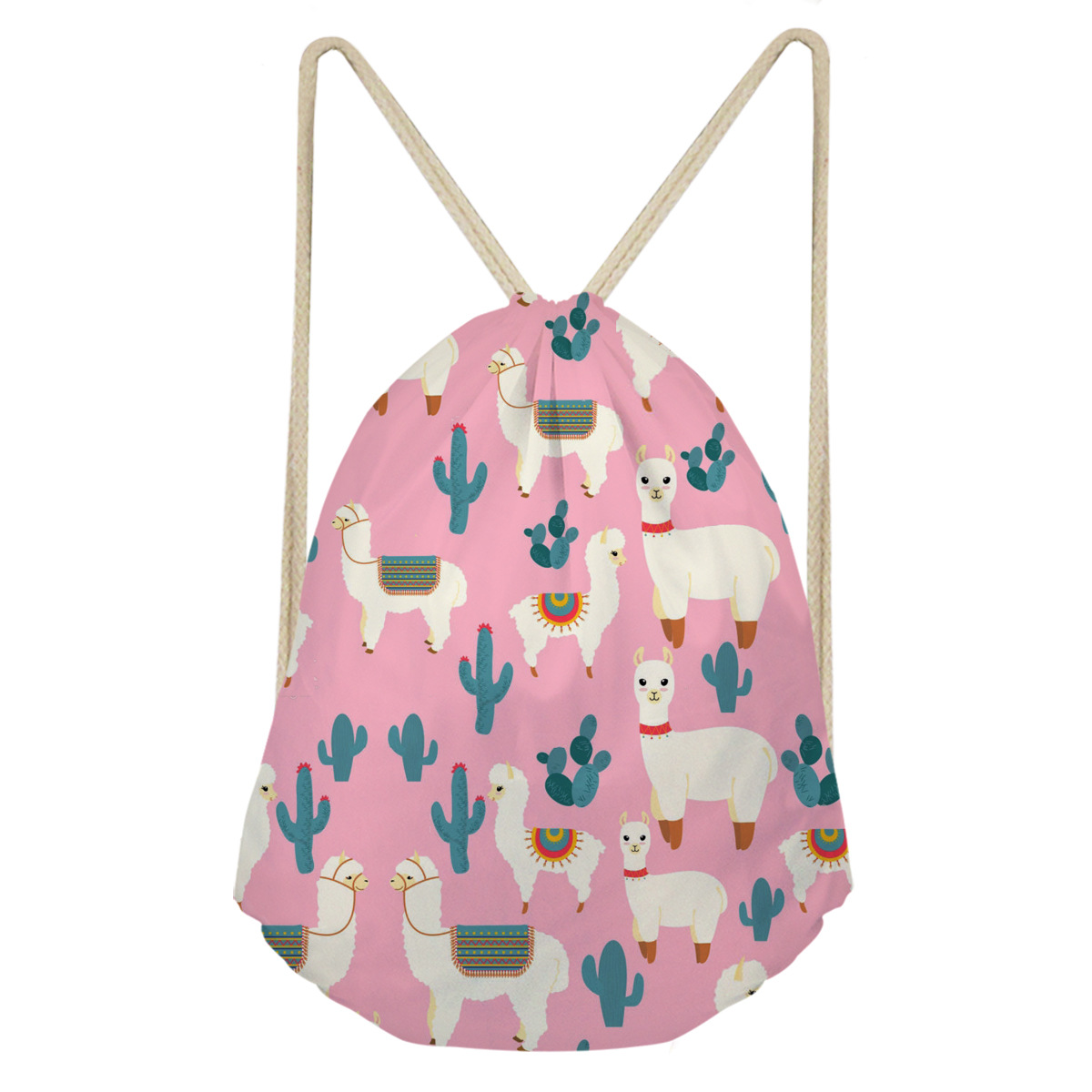 新款小清新llama aztec袋携带便携式书包 收纳袋束口袋抽绳包