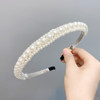 Wavy fishing line, cute headband from pearl, hair accessory, flowered, Korean style, wholesale