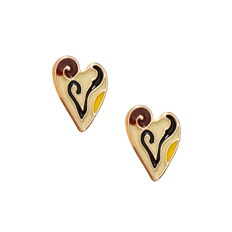 Pendientes Retro Pintados Con Aguja De Plata S925 display picture 4