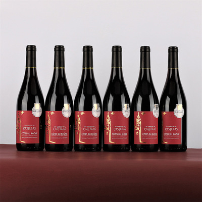进口红酒整箱6瓶 法国原瓶进口葡萄酒 罗纳河谷老藤AOC 13.5度