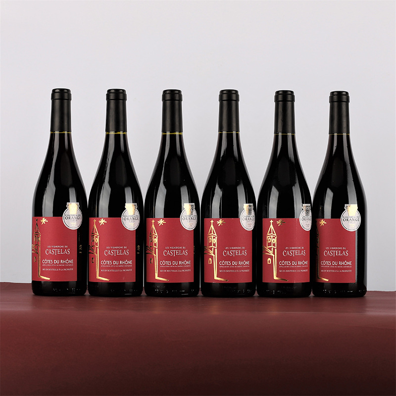 进口红酒整箱6瓶 法国原瓶进口葡萄酒 罗纳河谷老藤AOC 13.5度