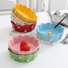 創意可愛陶瓷波點烤碗家用水果沙拉碗芝士焗飯碗早餐麥片碗甜品碗