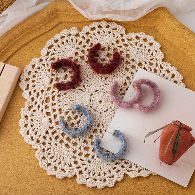 Woolen Knitted Earrings display picture 1