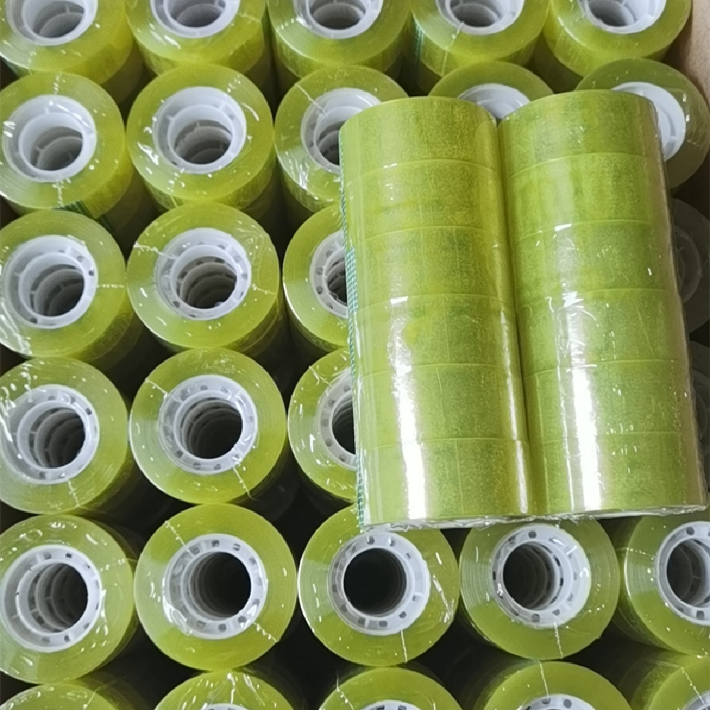 厂家直销 透明黄色办公文具胶带  学生胶带  透明小胶带 2.4cm