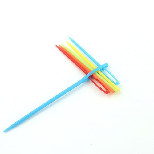 Colored plastic sewing needles, hand sewing needles, large eye knitting needles, children's safety needles, DIY knitting, factory direct sales