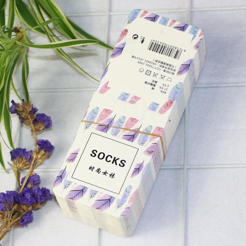 时尚棉女袜彩色挂卡 袜子中文彩卡标签厂家现货批发socks tags