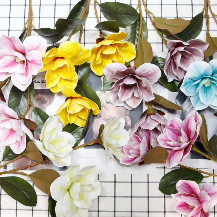 3D printed Magnolia flower art engineering decoration simulation Magnolia home decoration fake flower manufacturers direct supply 4