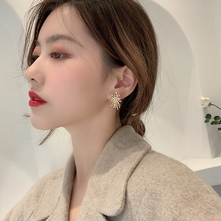 Style Ins Style Simple Les Feux D'artifices Alliage Placage Incruster Strass Femmes Boucles D'oreilles display picture 2