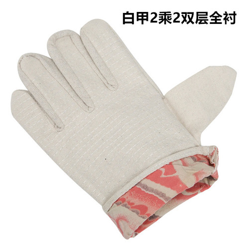 24-line double-layer full-lining canvas mechanical work gloves, wear-resistant and thickened, factory direct sale batch labor protection and safety supplies