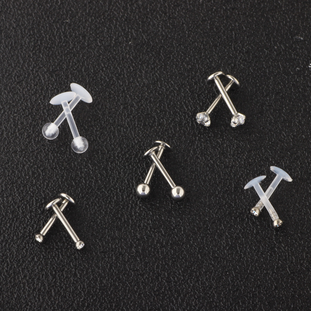 Stainless Steel Body Piercing Jewelry Set - Earrings, Nose, Eyebrow, Lip Rings - Cartoon Flower Silver Wholesale detail image 8