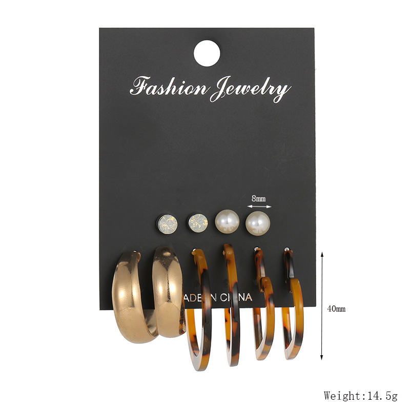 Neue Europäische Und Amerikanische Beliebte Geometrische Acryl Platte Quaste Ohrring Kombination Frauen Grenz Überschreitende Perlen Ohrring Set display picture 36