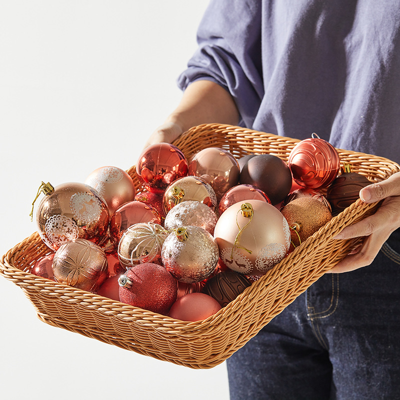 6cm 8cm bola de Navidad naranja bronce pintada bola galvanizada caja de regalo champán oro árbol de Navidad decoración de ventana