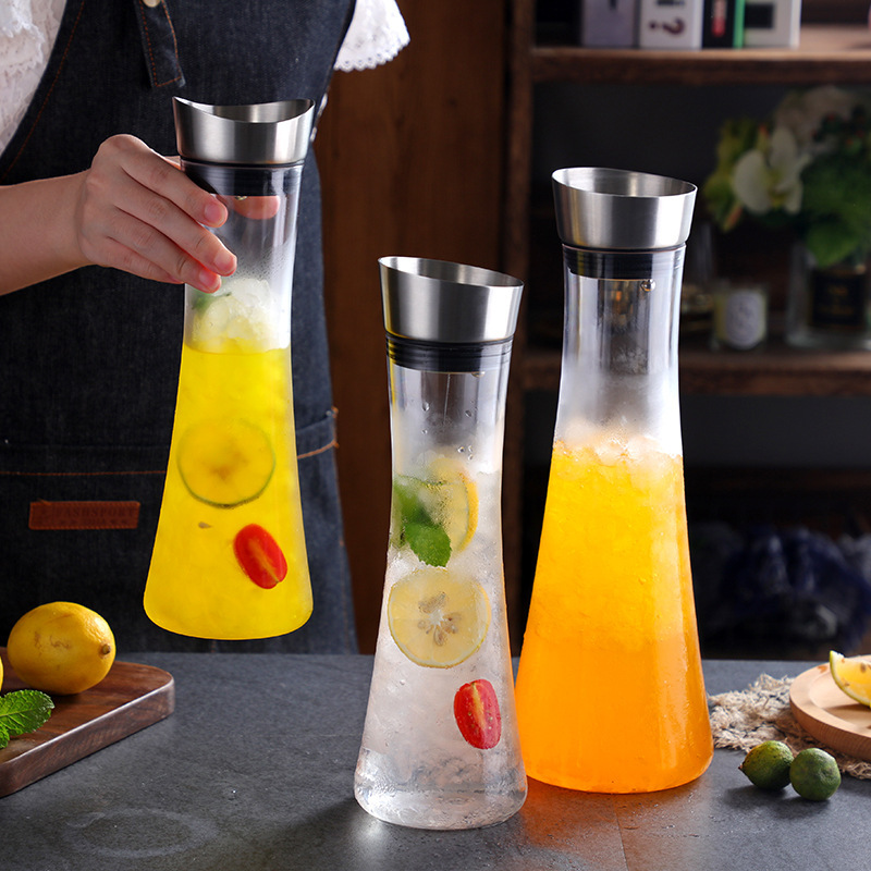 亚克力PC冷水壶 冷热两用不锈钢盖子果汁壶 自动出水凉水壶 高端|ms