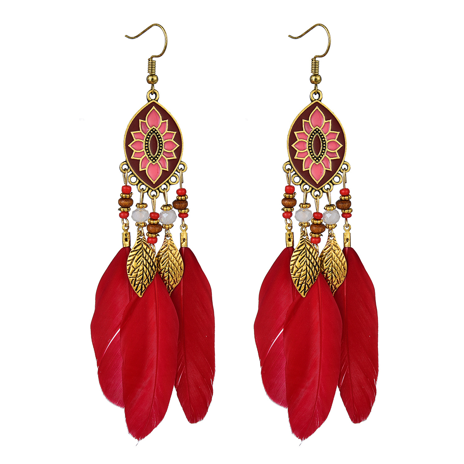Wholesale Jewelry 1 Pair Ethnic Style Leaf Feather Ear Hook display picture 5