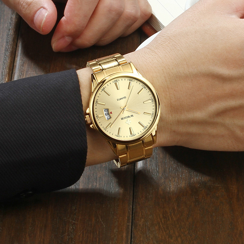 WWOOR sosteniendo amor nuevo reloj de cuarzo de negocios de los hombres calendario impermeable reloj redondo cabeza casual Bowl Watch 8833