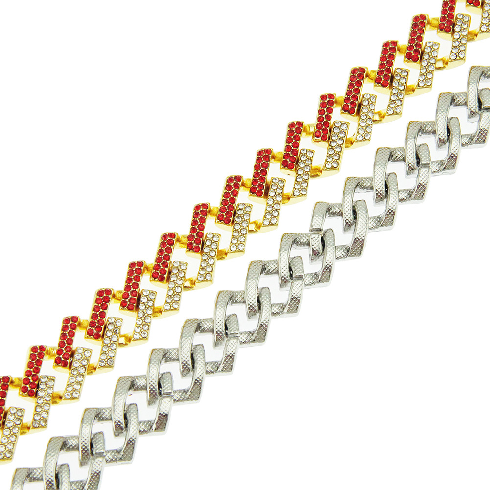 European And American Hip-hop Cuban Chain Full Diamond Bracelet display picture 2