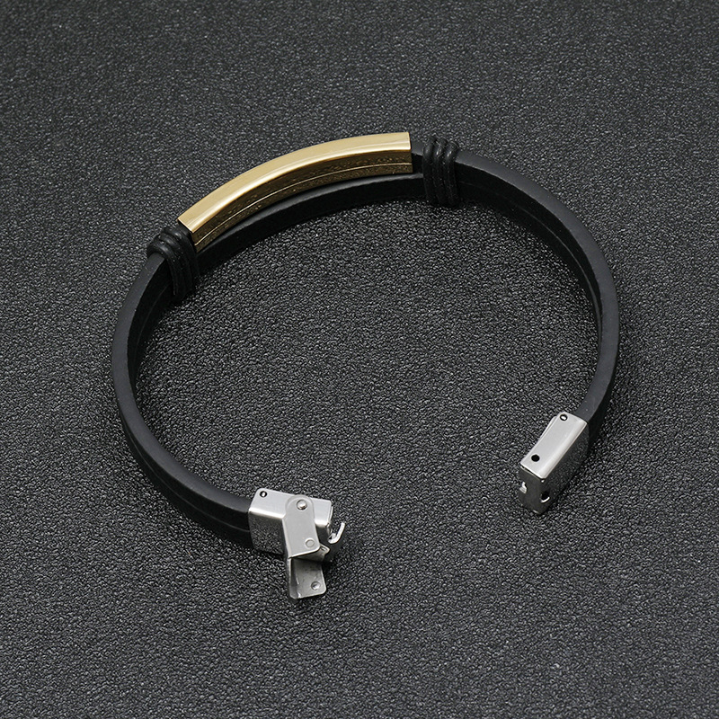 simple smooth stainless steel menu0027s leather bracelet