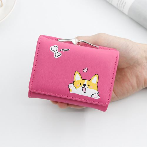 New Korean style women's short wallet Cartoon puppy coin purse 30% off coin bag lock small wallet