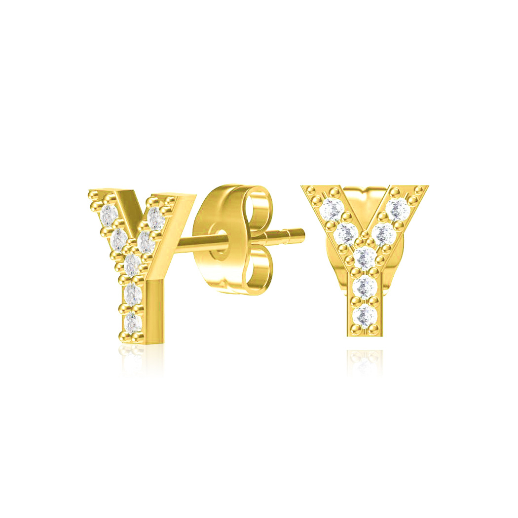 Hot-selling New Letter 26 English Copper Letters Zircon Earring For Women display picture 3