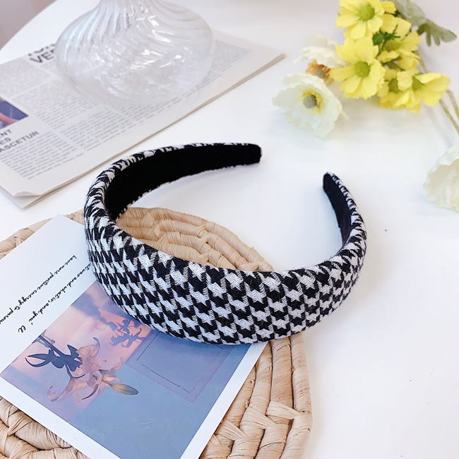 Korean Houndstooth Sponge Fashion Wide-brimmed Headband Wholesale Nihaojewelry display picture 7