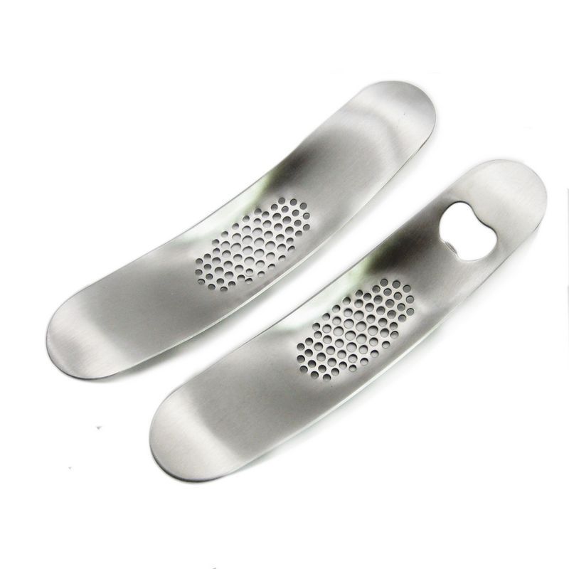 不鏽鋼壓蒜器具手動搗蒜器蒜泥器 弧形手壓撚蒜器 廚房工具