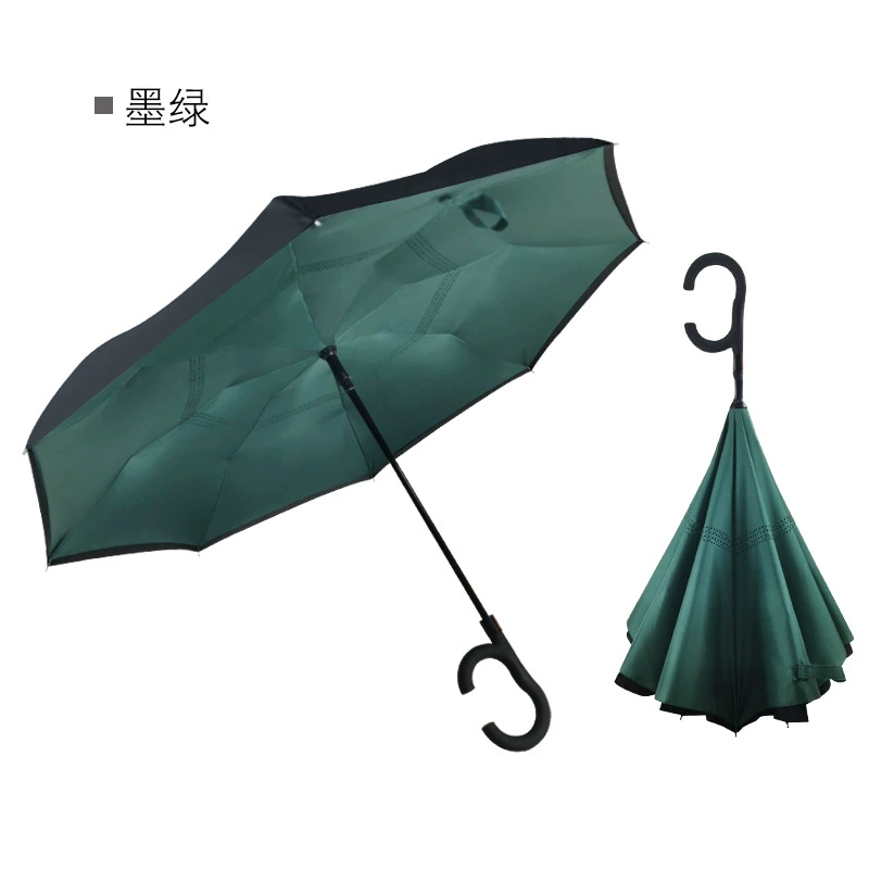 Creative double -layer C -type automatic reverse umbrella avoiding the sun umbrella car fixed rod reverse umbrella ads reverse umbrella