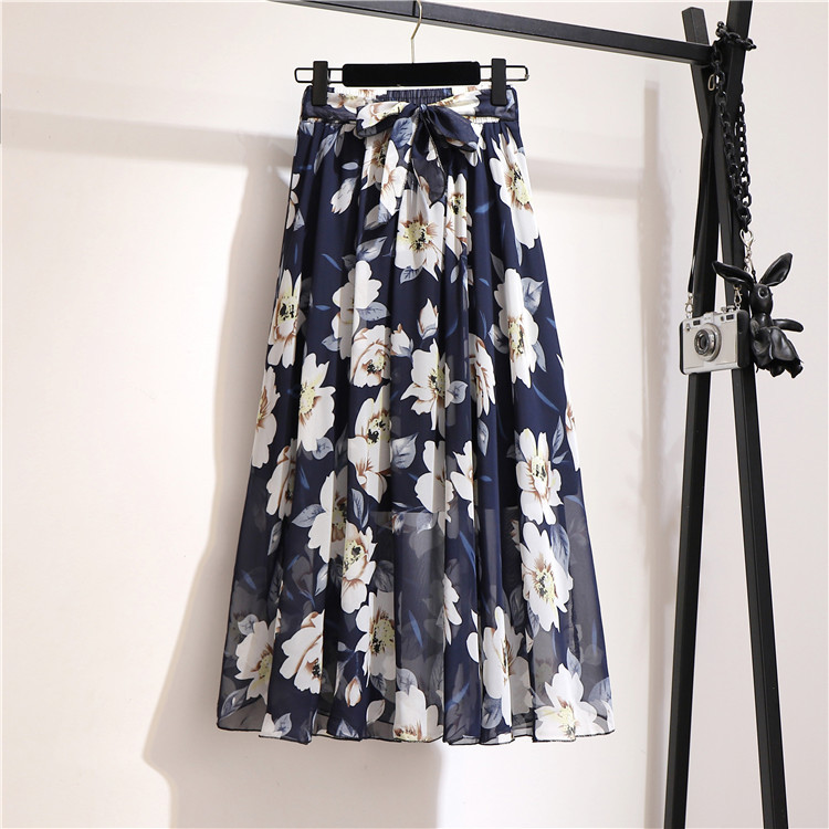 Summer Casual Vintage Style Geometric Polka Dots Flower Polyester Chiffon Maxi Long Dress Skirts display picture 5
