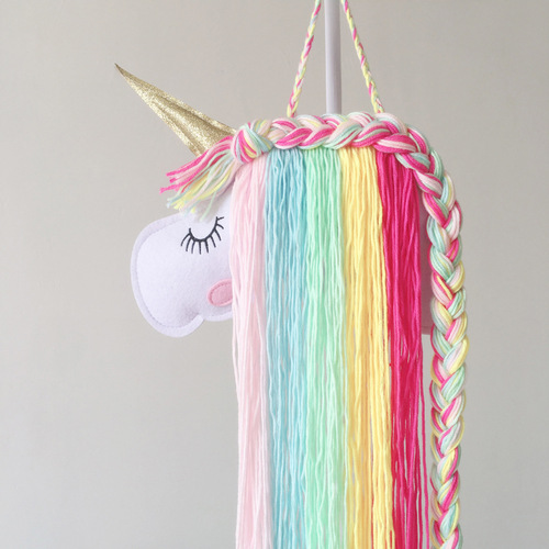 INS felt unicorn children's hair clips and hair accessories storage with wall hanging headwear organizer with organizer