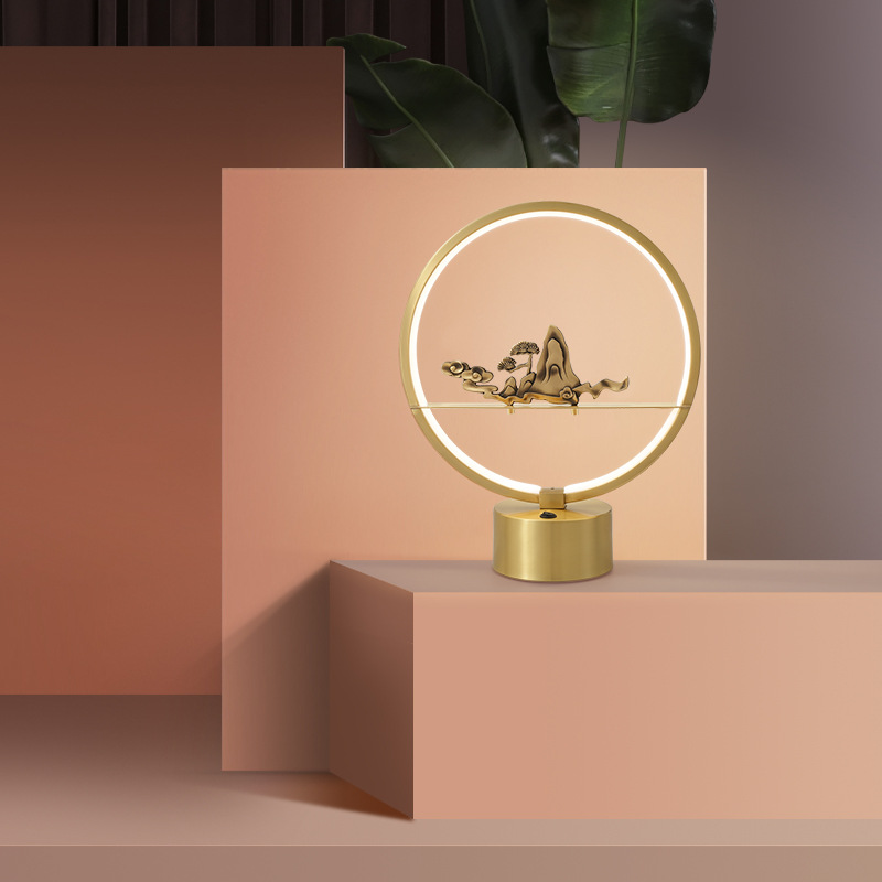 北欧台灯 卧室床头柜灯ins创意松山台灯简约现代浪漫装饰全铜台灯