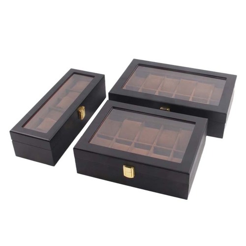 Black watch box watch storage box wooden 6 10 12 digit watch display box watch box