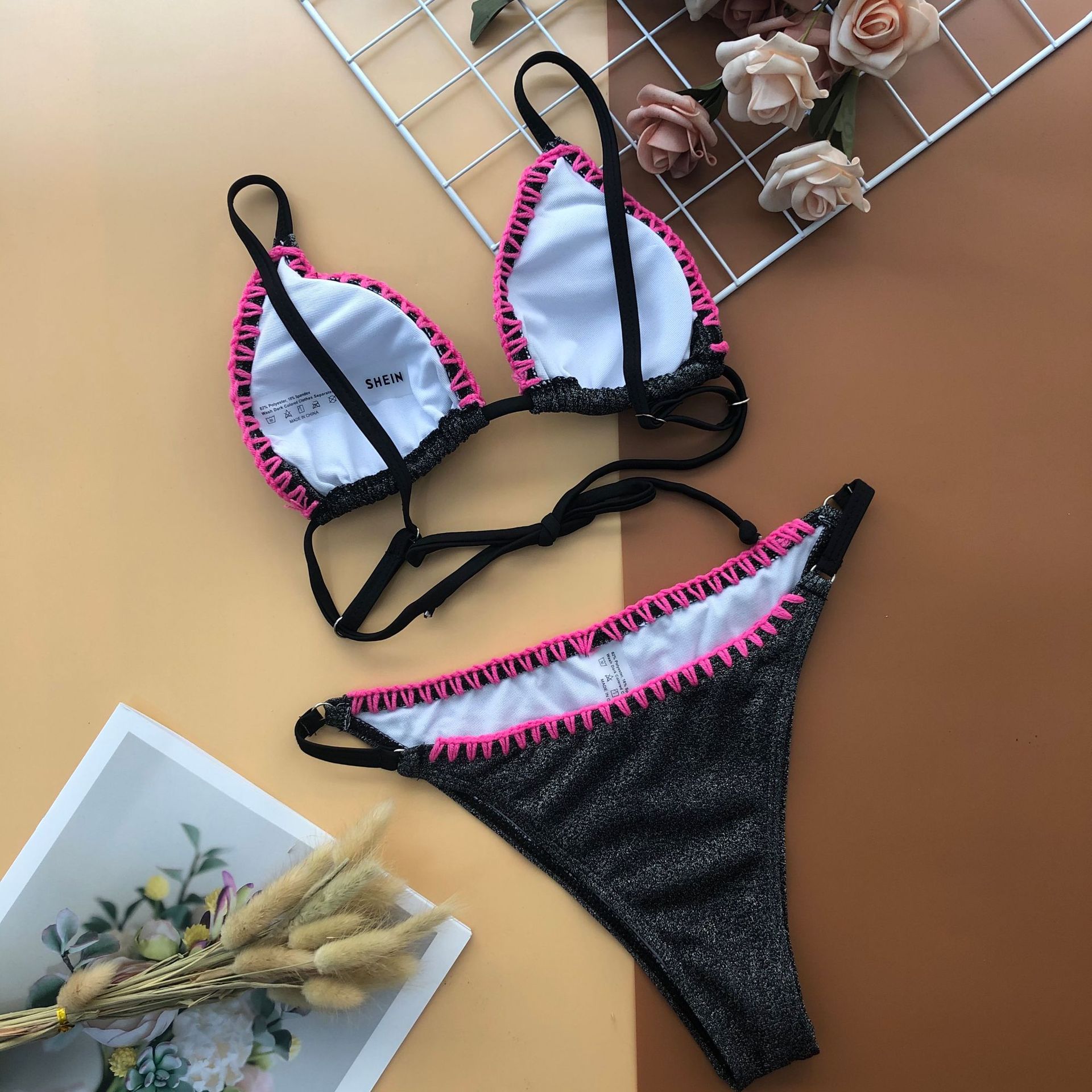 nuevo bikini dividido color sólido sexy traje de baño dividido NSZO1375