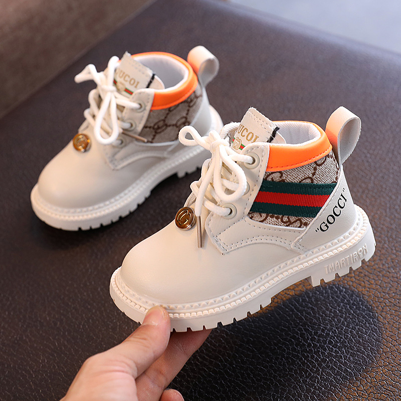 Generation spring and autumn children's shoes, children's Martin boots, casual boys' boots, British mid-calf leather boots, children's and middle school students' shoes