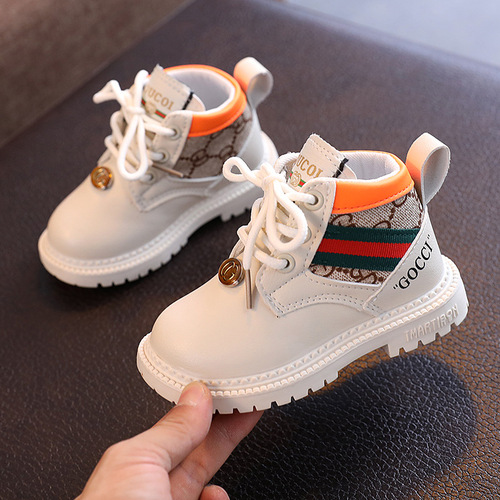 Generation spring and autumn children's shoes, children's Martin boots, casual boys' boots, British mid-calf leather boots, children's and middle school students' shoes