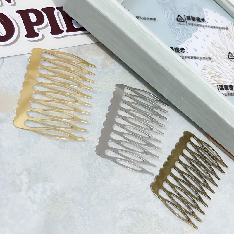 Antique-style hair accessories, hair comb with color-preserving electroplated iron sheets, 10-teeth hair comb for brides, wholesale hair accessories, DIY hair comb accessories