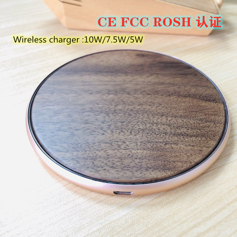 In-Stock Bamboo Wireless Charger 10W Fast Charging Round Ultra-Thin Flash Charging Phone Charging Dock