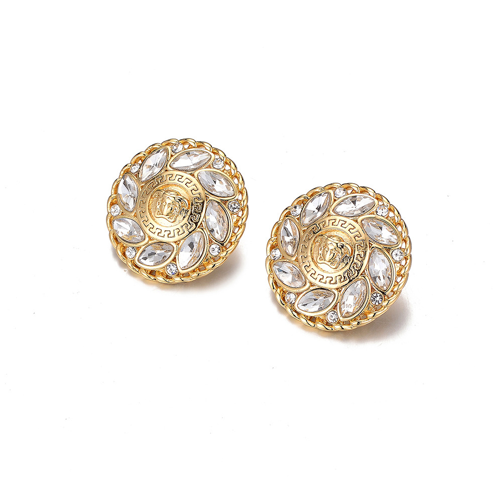 New S925 Silver Needle Geometric Round Diamond Horse Eye Portrait Earrings Nihaojewelry display picture 5