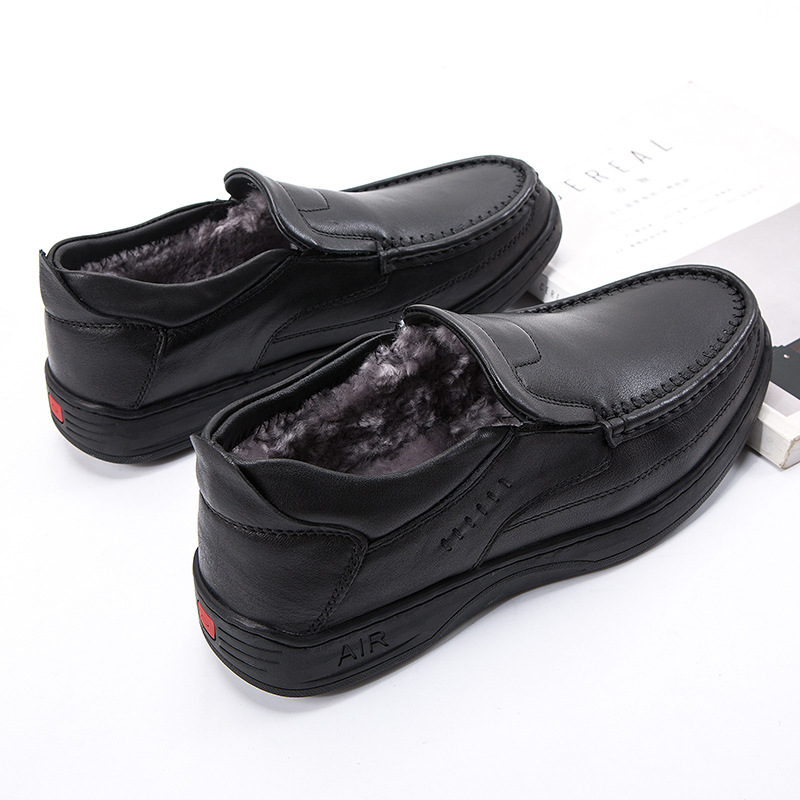 Men's Formal Shoes Leather Warm Wool Fur Lined Winter Footwear_voghion.com