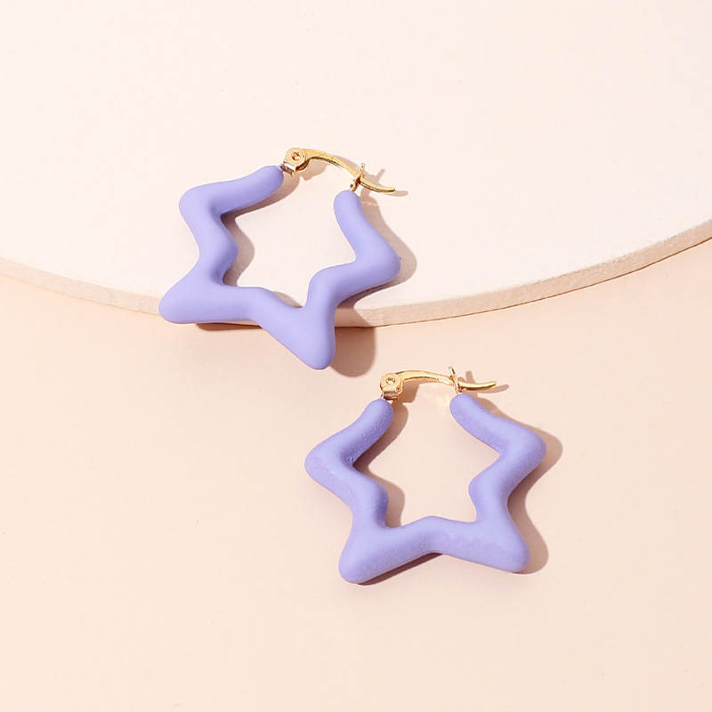 Candy Color Fashion Childlike Star Earring Five-pointed Star Long Resin Earrings Wholesale Nihaojewelry display picture 18