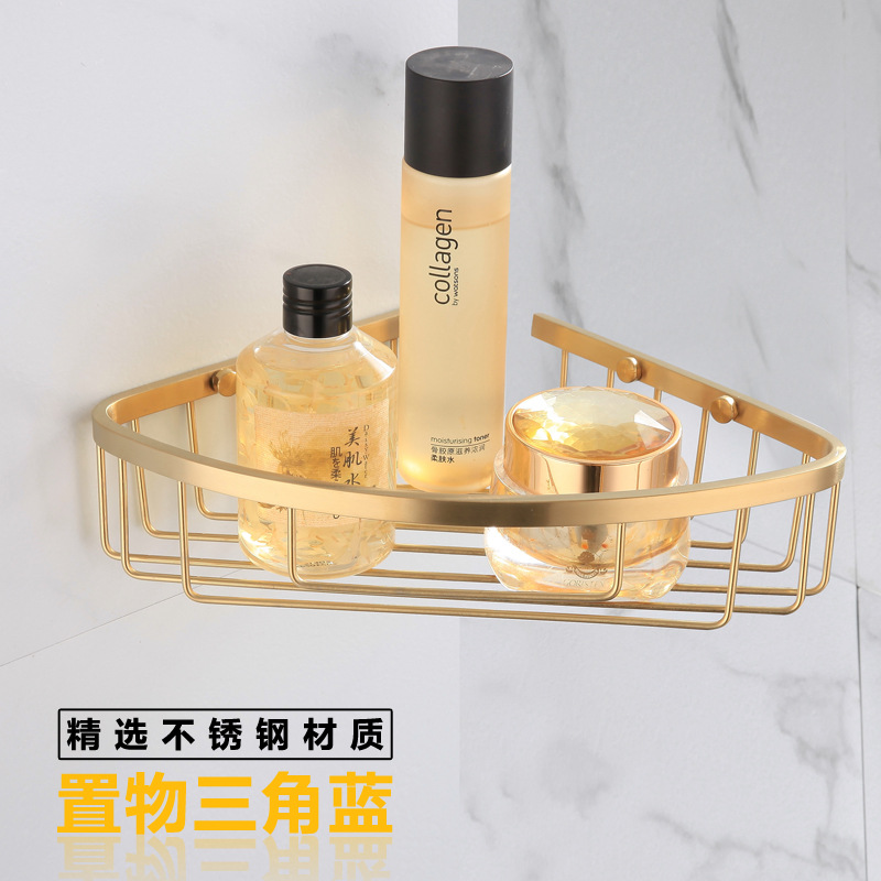 北欧风金色不锈钢毛巾杆浴室卫生间置物架厕所壁挂毛巾架卫浴挂件