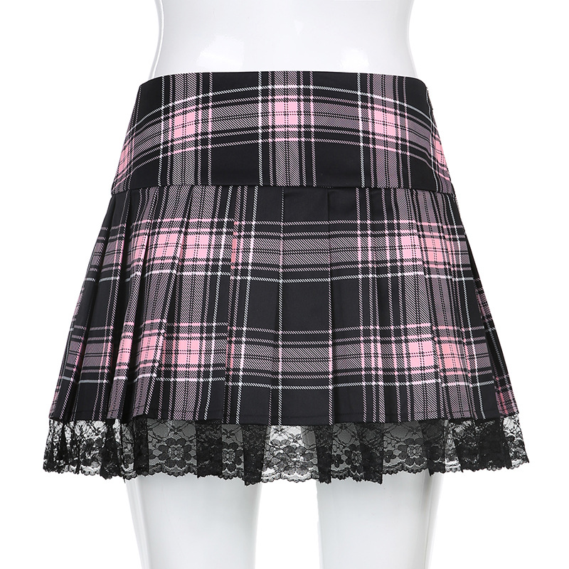 Lace Cross-Tie Pleated Skirt NSSSN75224