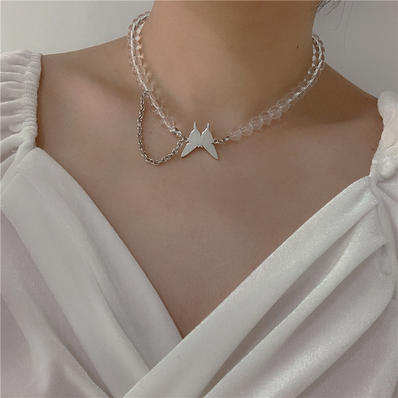 Original Design New Butterfly Punk Wind Tassel Choker Simple Asymmetric Necklace Wholesale Nihaojewelry display picture 7