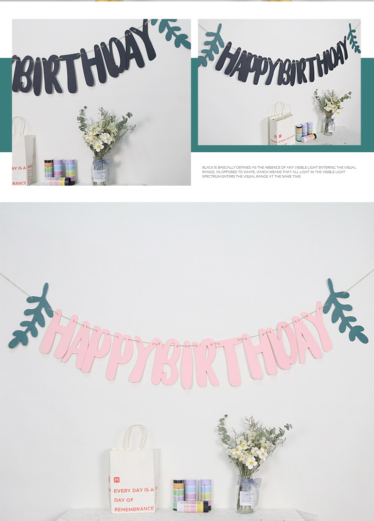 Simple Leaves Pearlescent Paper Letters Birthday Background Layout display picture 4