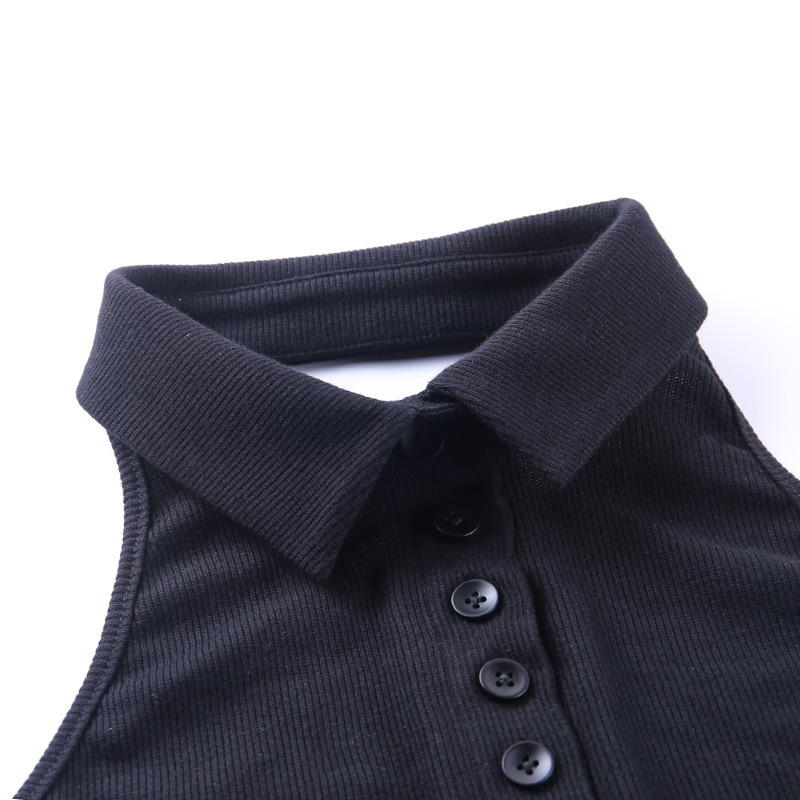 solid color shirt collar buttoned vest  NSXE27249